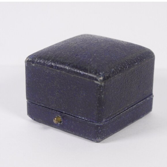 Antique blue leather ring box, engagement ring box for men, large ring wedding - Picture 1 of 5